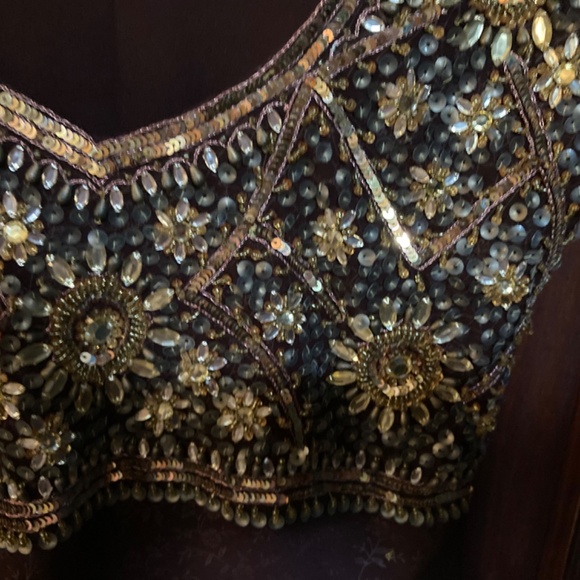 chocolate brown chiffon Shelly Chhabra designer  Anarkali 3 piece Anarkali - Picture 3 of 4